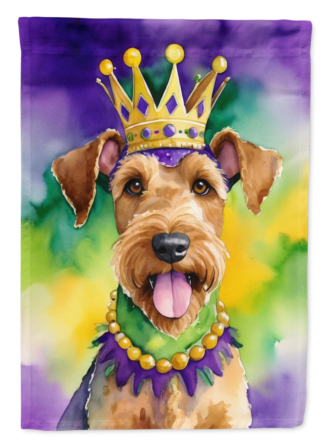 Airedale Terrier King of Mardi Gras House Flag 28 in x 40 in