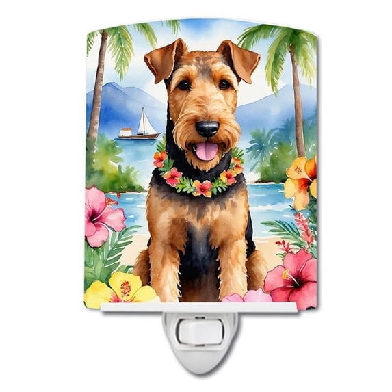 Airedale Terrier Luau Ceramic Night Light 4 in x 6 in