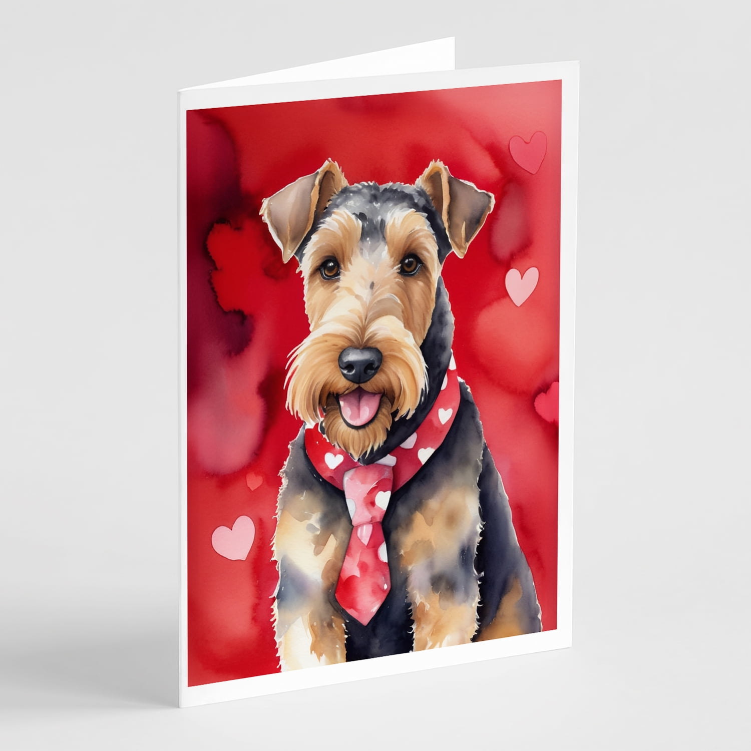 Airedale Terrier My Valentine Greeting Cards Pack of 8 7 in x 5 in