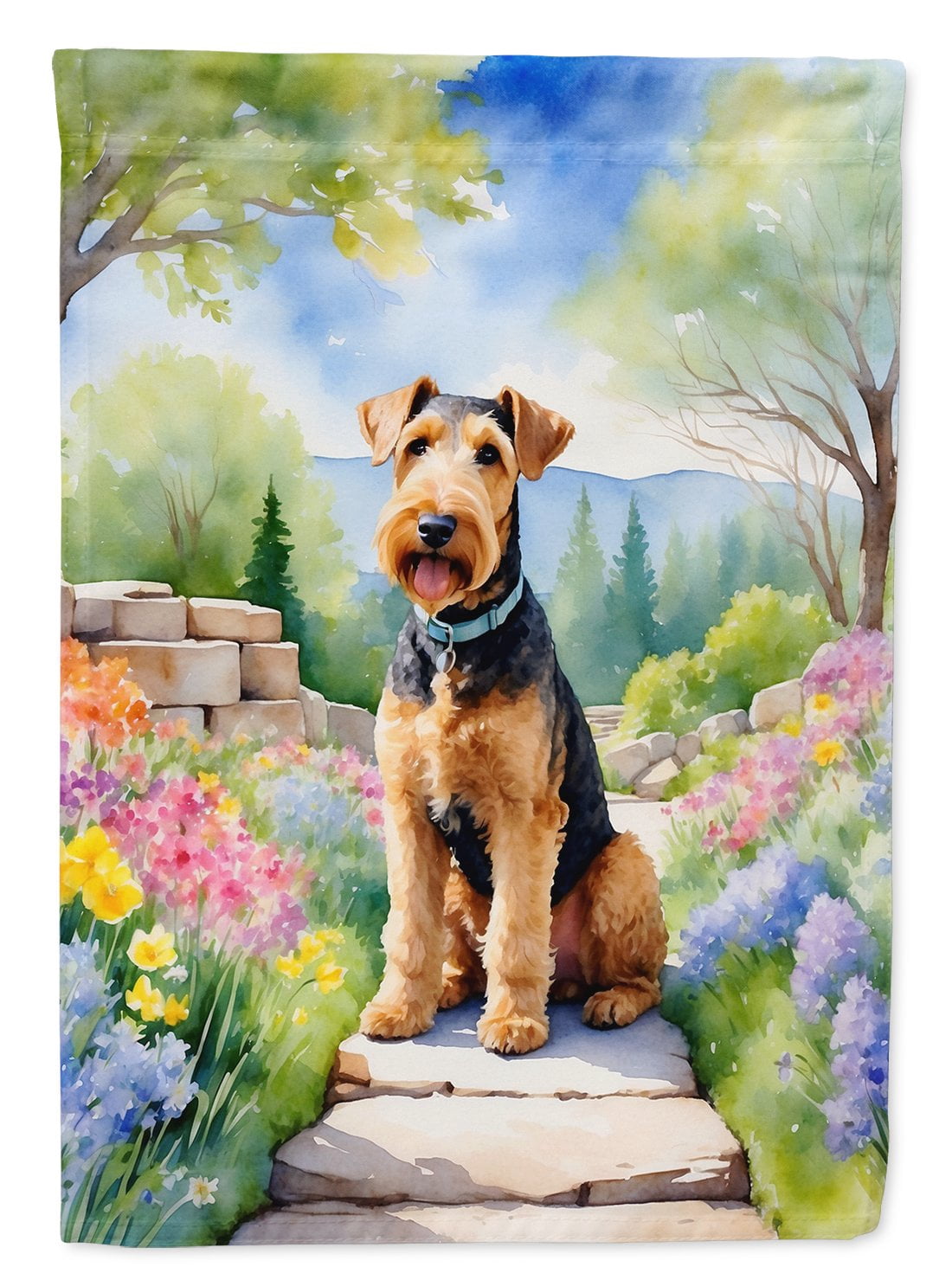 Airedale Terrier Spring Garden House Flag 28 in x 40 in