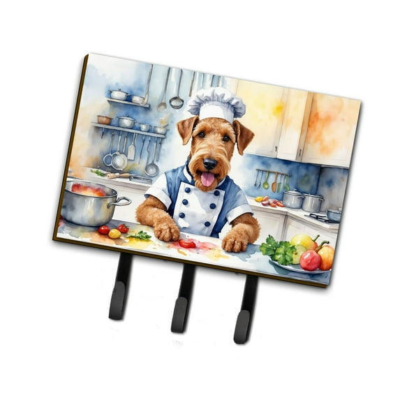 Airedale Terrier The Chef Leash or Key Holder 6 in x 9 in
