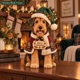 Airedale Terrier Wooden Block 3 Layer Christmas Wood Tabletop Display ...