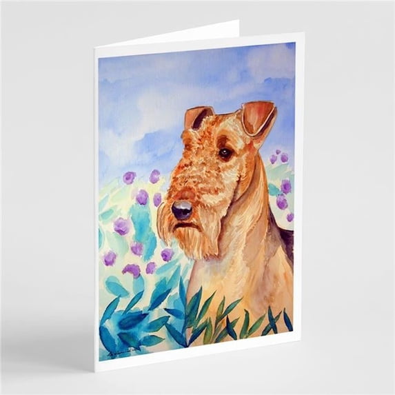 Airedale Terrier in Flowers Greeting Cards & Envelopes - Pack of 8