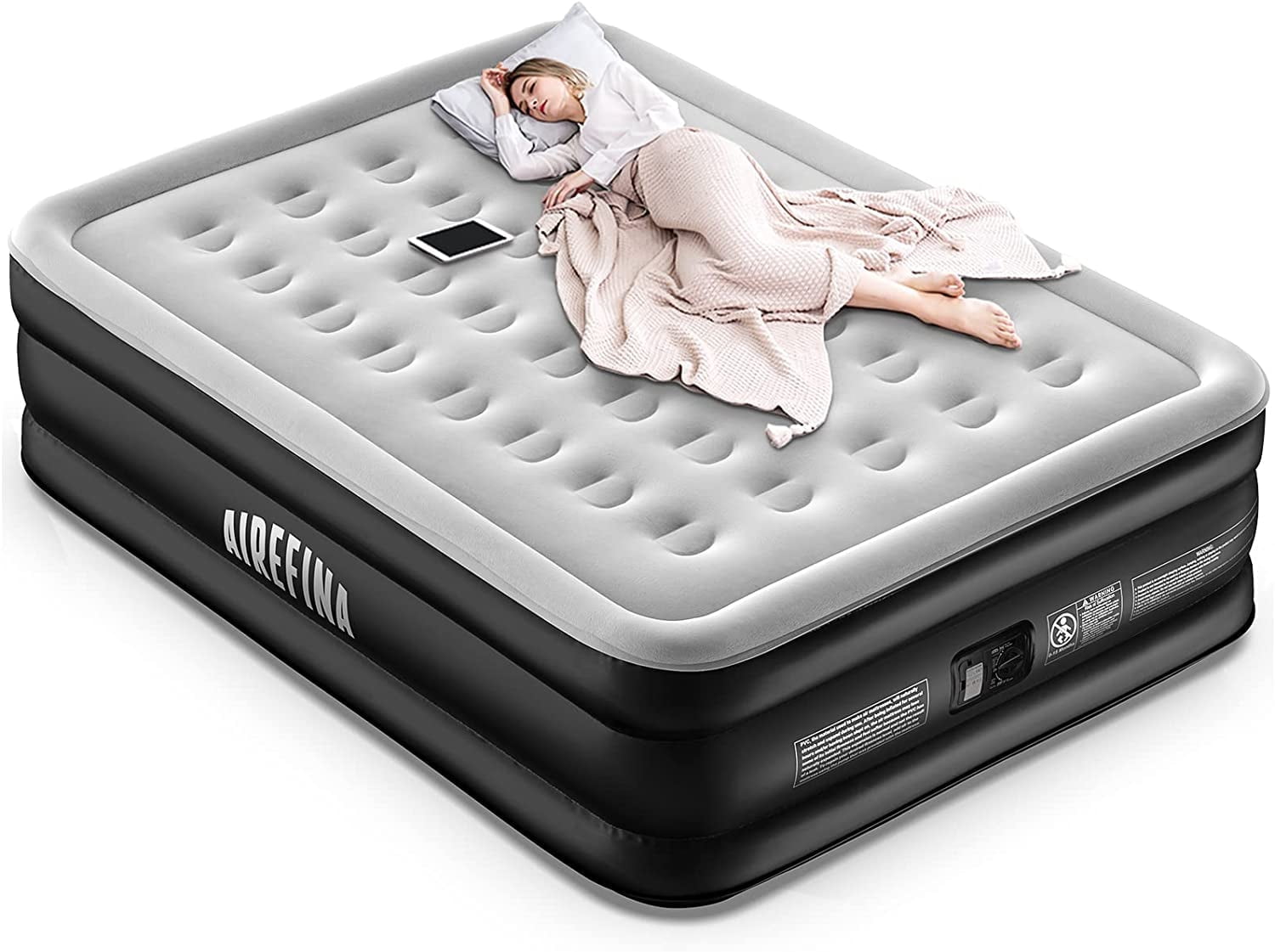 Airefina Queen Air Mattress with Built-in Electric Pump, Self
