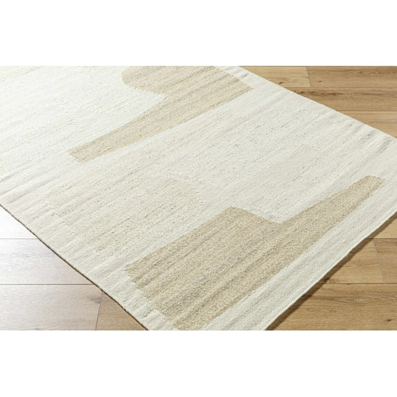 Airell Contemporary Area Rug - Pearl, Brick Red - 18" x 18" Sample