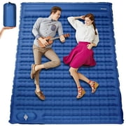 Airensky Camping Sleeping Pad for 2 Person, Extra Large(76"x 54") Camping Mat with Built-in Foot Pump, Thick 3.4" Ultralight Self Inflating Air Mat, Perfect for Car Travel, Hiking, Backpacking Blue