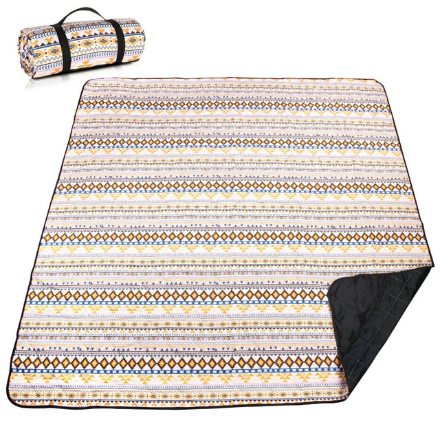 "Airensky Extra Large Picnic Blanket (79""x 83""), 3Layer, Waterproof, Machine Washable (Boho