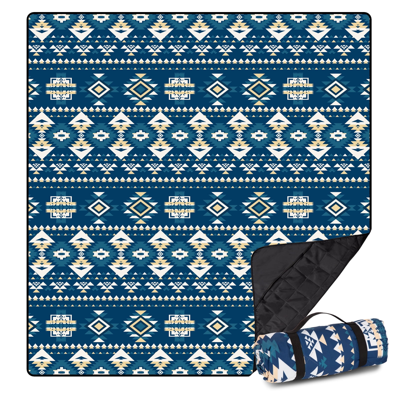 Airensky Extra Large Picnic Blanket, Waterproof, Sandproof, Machine Washable, Boho Blue