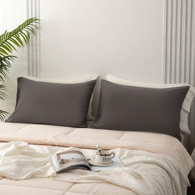 Airensky Pillow Cases King 100 Cotton Grey Slip Pillow Cases for Hair