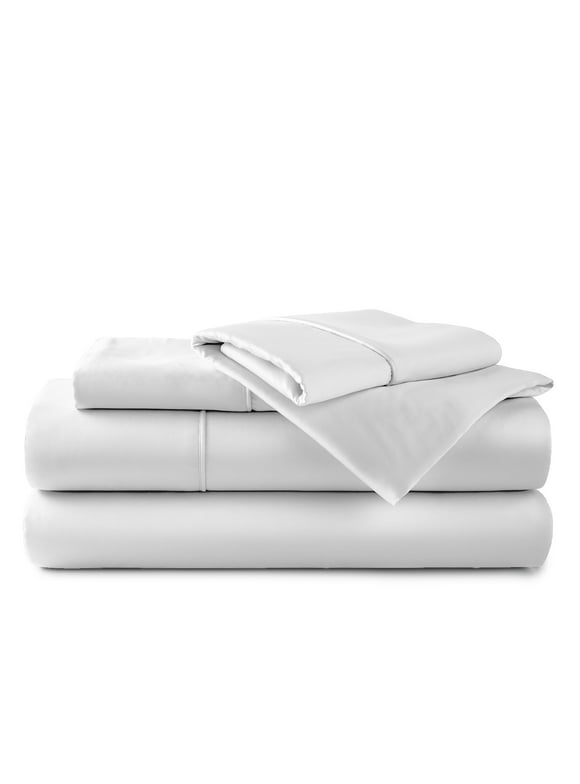 Aireolux 600 Thread Count 100% Cotton Ultra Soft Sateen Sheet Set, Queen, White
