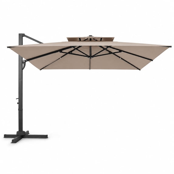 Metal Rotation Airfind 10 FT Patio Cantilever Umbrella with 360° Rotation and 8 Sturdy ...
