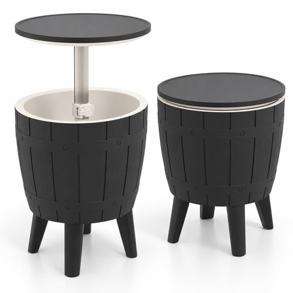 Airfind 10 Gallon Cooler Bar Table Outdoor Coffee Table Ice Bucket with Telescopic Tabletop for Beer and Wine, 110 lbs Bucket Capacity, Black
