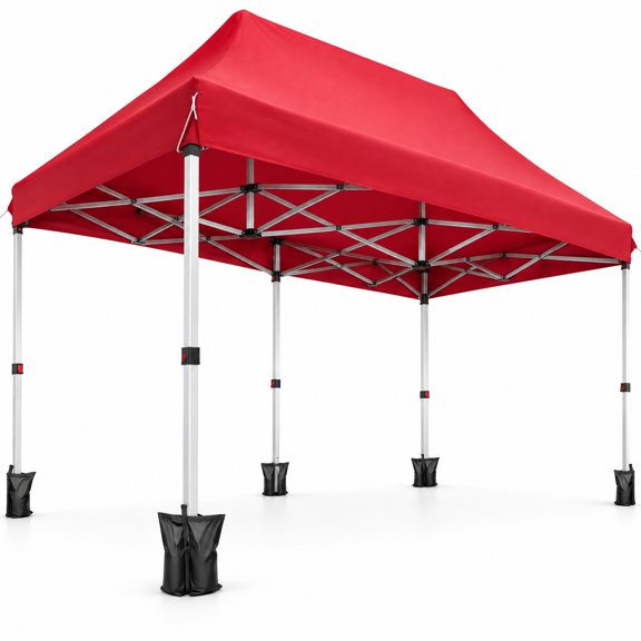 Airfind 10 X 20 FT Pop up Canopy Tent Foldable Portable Outdoor Gazebo with Carry Bag, 210D Oxford Fabric Metal Frame, Red