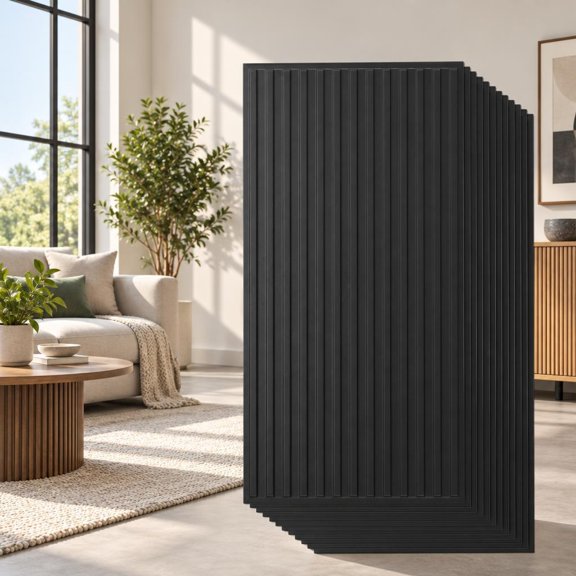 Airfind 12-Pack PVC Slat Wall Panels for Interior Wall Decoration for Living Room and TV Background, PVC Frame, 48" x 24" x 0.37" Total Footprint