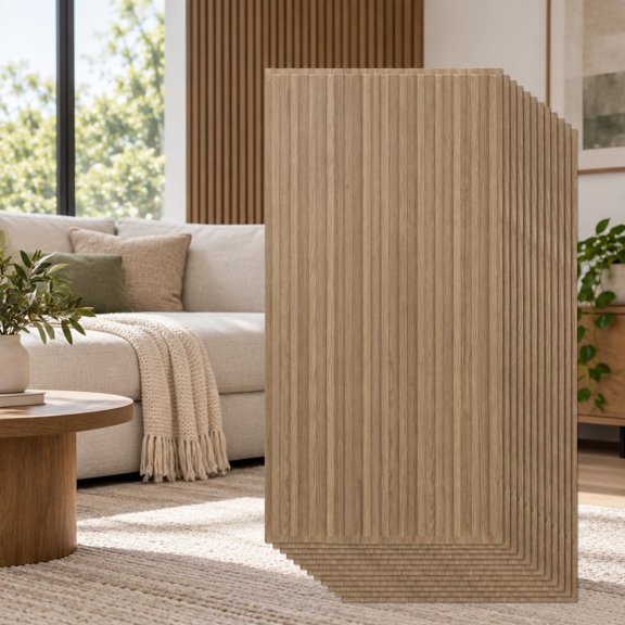 Airfind 12-Pack PVC Slat Wall Panels for Interior Wall Decoration for Living Room and TV Background, PVC Frame, 48" x 24" x 0.37" Total Footprint