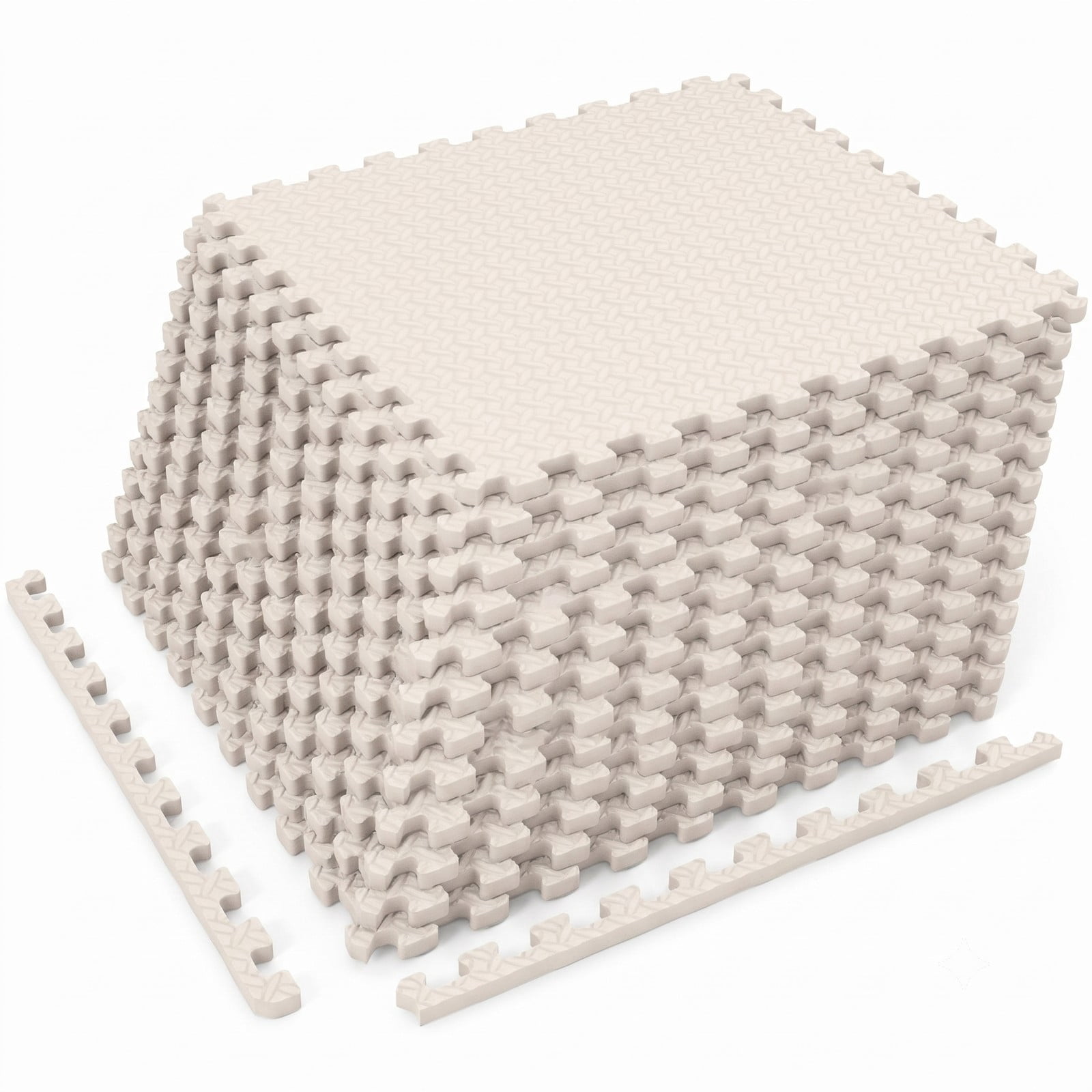 Airfind 12 Tiles Puzzle Exercise Floor Mat with Interlocking EVA Foam and Non-Slip Texture for Home Gym Equipment Protection, Beige