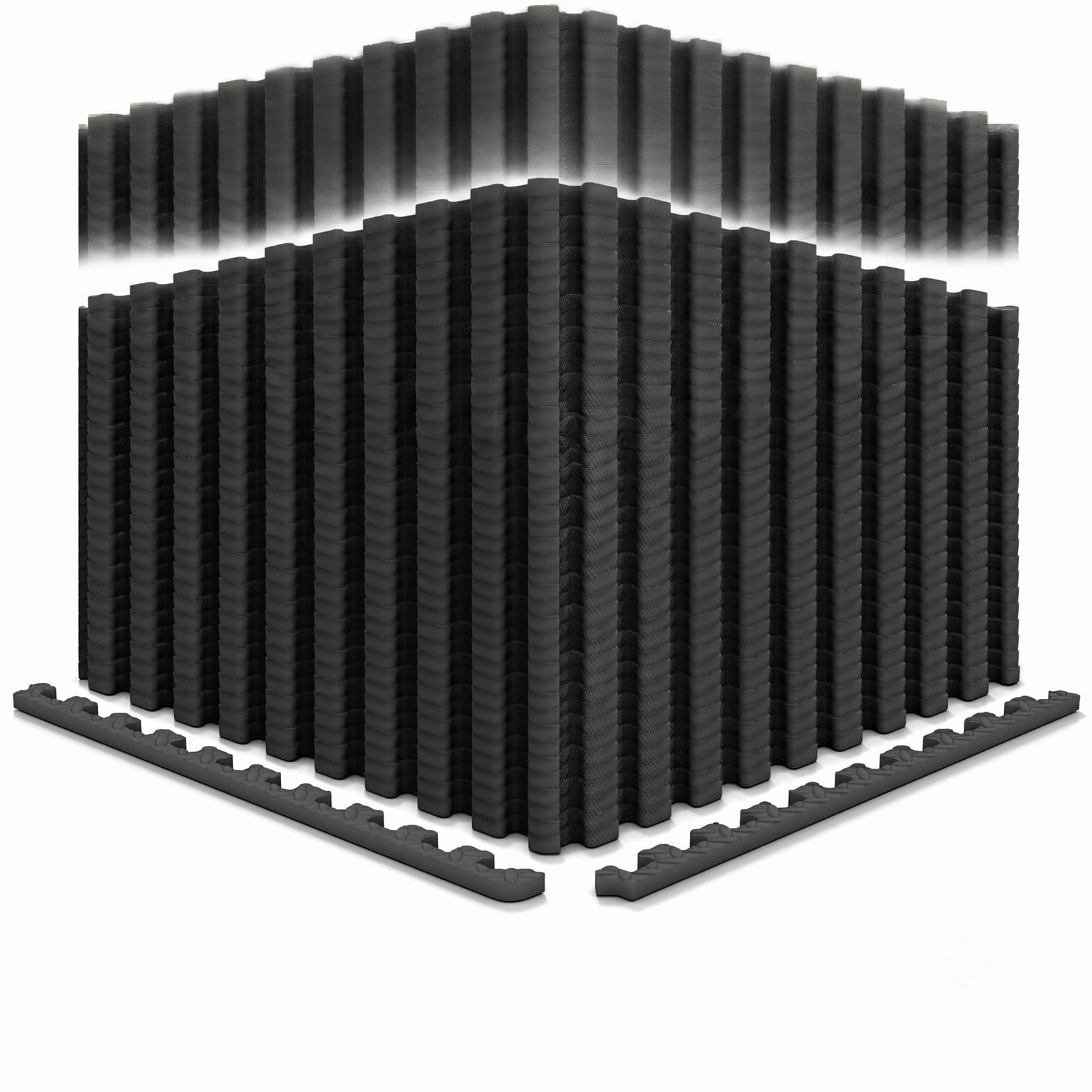 Airfind 12 Tiles Puzzle Exercise Floor Mat with Interlocking EVA Foam and Non-Slip Texture for Home Gym Equipment Protection, Black