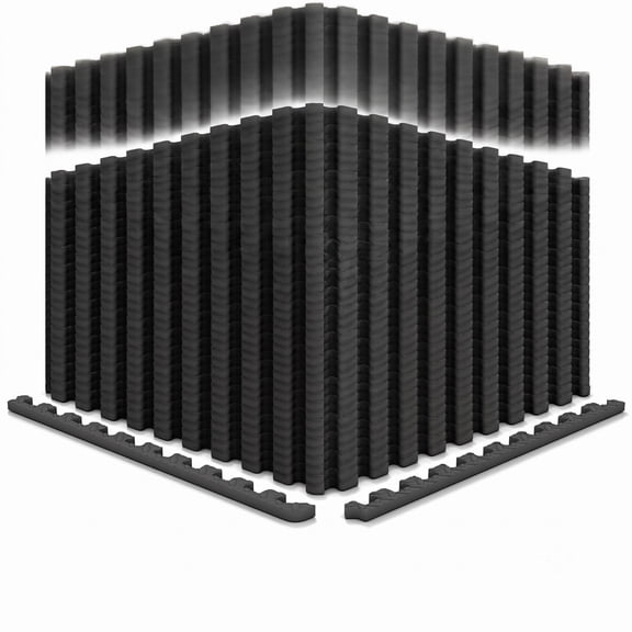 Airfind 12 Tiles Puzzle Exercise Floor Mat with Interlocking EVA Foam and Non-Slip Texture for Home Gym Equipment Protection, Black