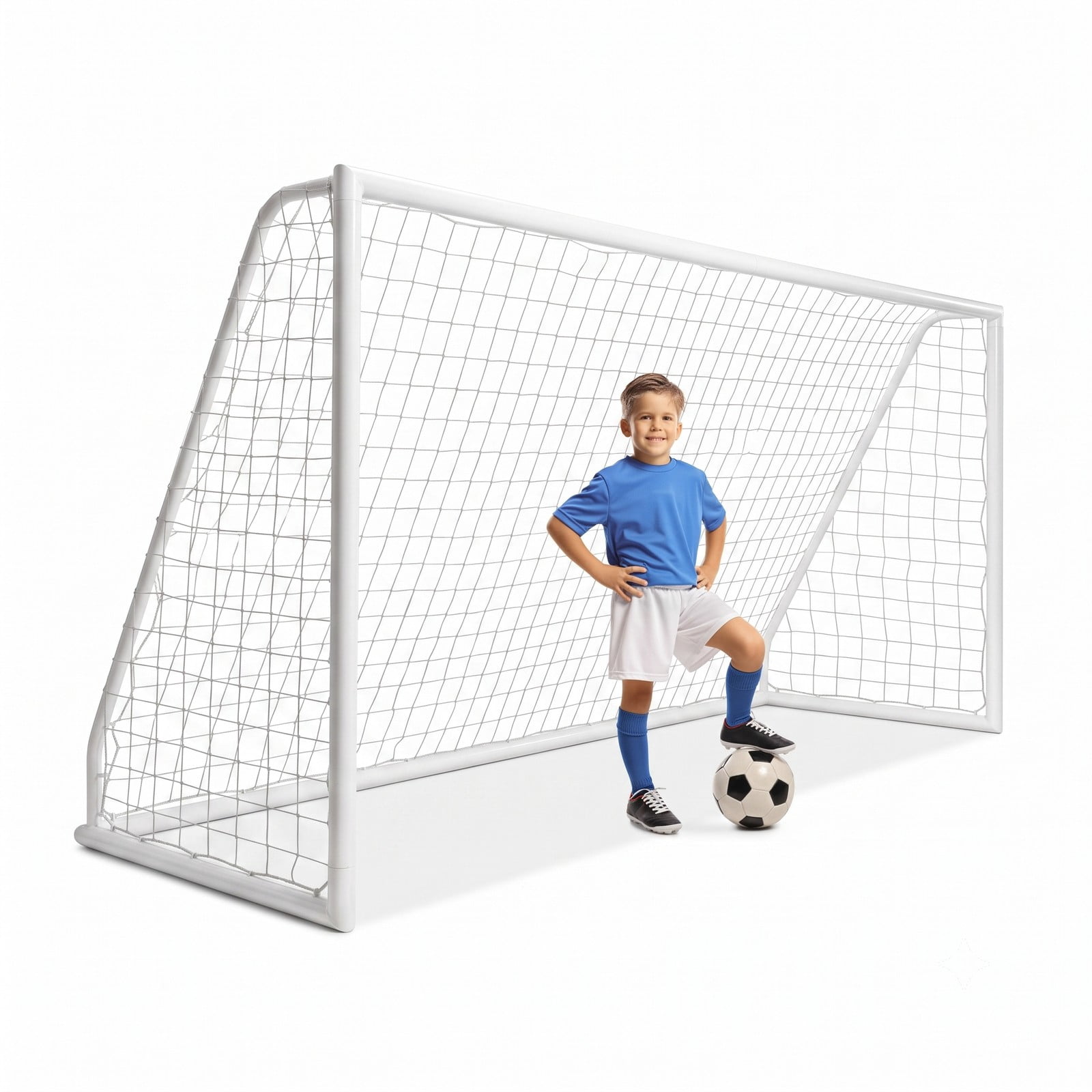 Airfind 12 x 6 FT Portable Soccer Goal for Backyard, All-Weather PVC Frame Practice Net with 6 Ground Stakes and High-Strength PE Netting for Kids Youth Training, White