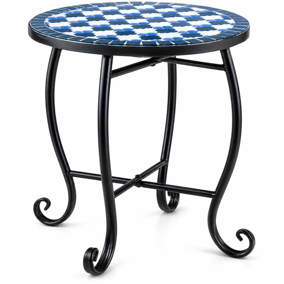 Airfind 14" Floral Clover/Blooming Lotus/Bright Sunflower Mosaic Patio Accent Coffee End Table, 35 lbs Capacity, Metal Frame, 14" x 20" Footprint