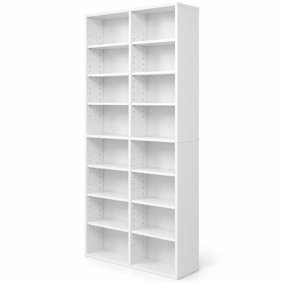 Airfind 16 Compartment CD Storage Unit 54" Freestanding Open Display Shelf with 12 Removable Shelves, 22 lbs Capacity, Engineered Wood Frame, White