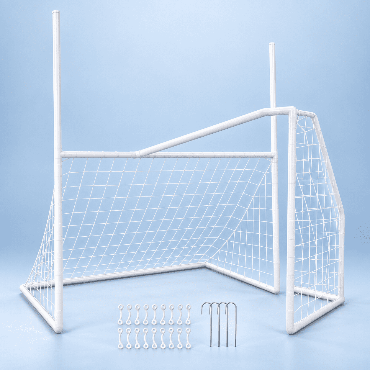 Airfind 2 in 1 Soccer Goal All Weather Football Training Equipment Portable Backyard Net with Ground Stakes for Park School Team Practice, 5.5 x 7 ft, White