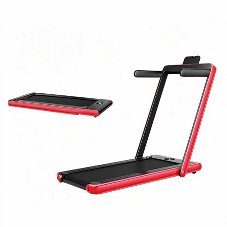 Airfind 2.25 HP 2-in-1 Walk-to-Run Folding Treadmill with App Sync and Audio Console Walking Treadmill for Home Supports 265 lbs, Red