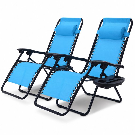 Airfind 2 Pieces Folding Lounge Chair with Zero Gravity, 310 lbs Capacity, Steel Fabric Sponge Frame, 40"-57" x 25" x 34"-42.5" Footprint