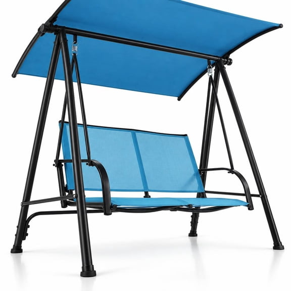 Airfind 2-Seat Outdoor Canopy Swing with Comfortable Fabric Seat and Heavy-duty Metal Frame, 600 lbs Capacity, Fabric metal polyester Frame