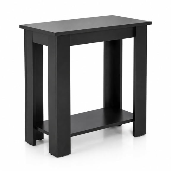 Airfind 2-Tier Modern Compact End Table with Storage Shelf, 110 lbs Capacity, Engineered Wood Frame, 23.5" x 12" x 24" Footprint, Black