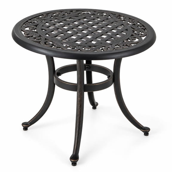 Airfind 24 Inch Patio Side Table with Adjustable Footpads for Poolside Backyard Balcony, 110 lbs Capacity, Cast Aluminum Frame, 24" x 21" Footprint