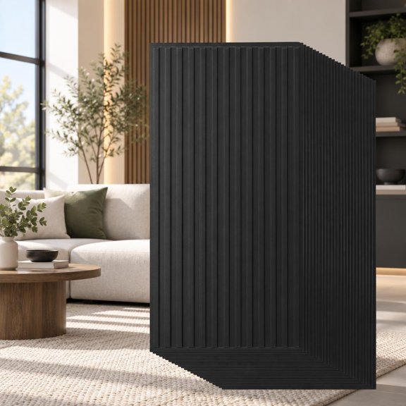 Airfind 24-Pack PVC Slat Wall Panels for Interior Wall Decoration for Living Room and TV Background, PVC Frame, 48" x 24" x 0.37" Total Footprint