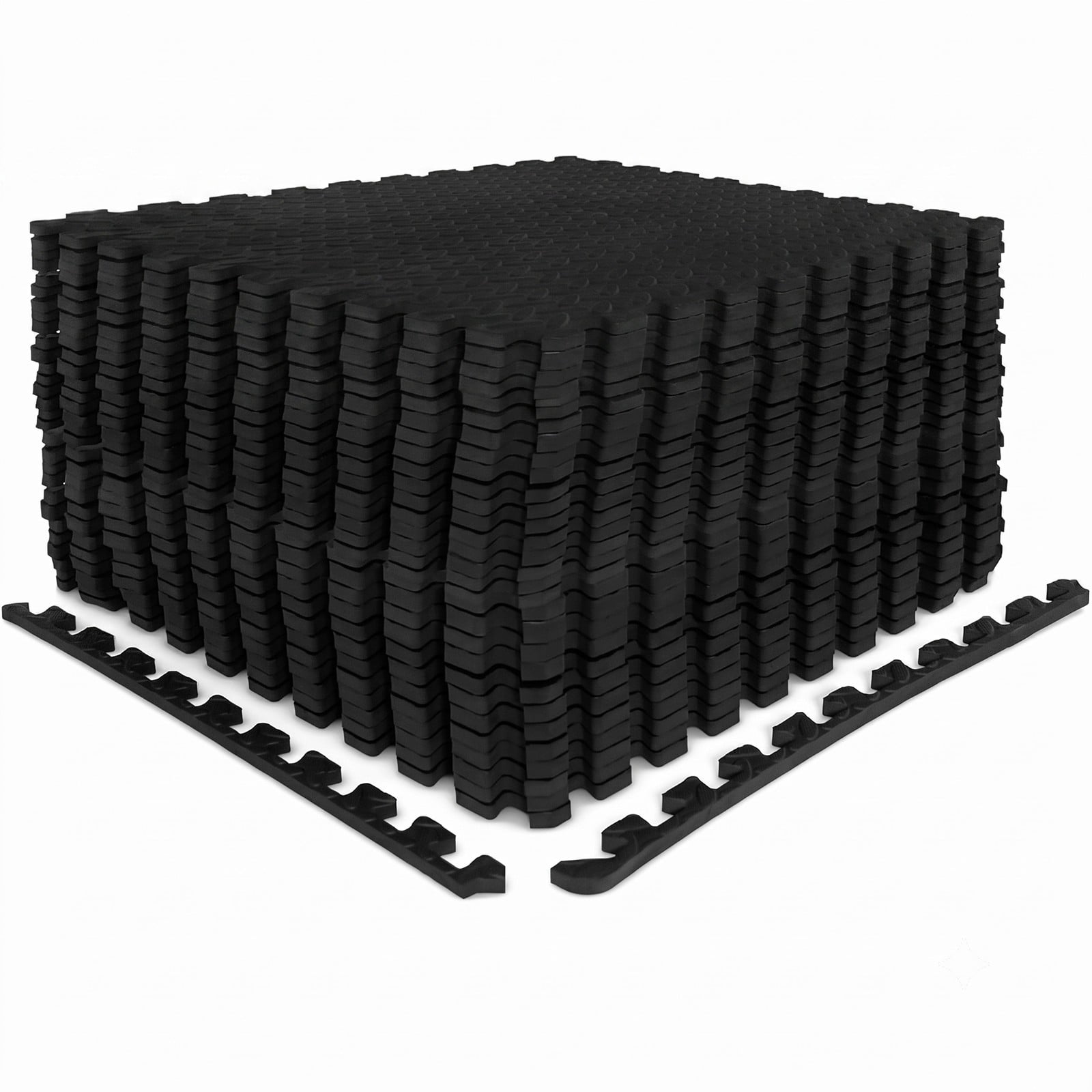 Airfind 24 Tiles Puzzle Exercise Floor Mat with Interlocking EVA Foam and Non-Slip Texture for Home Gym Equipment Protection, Black