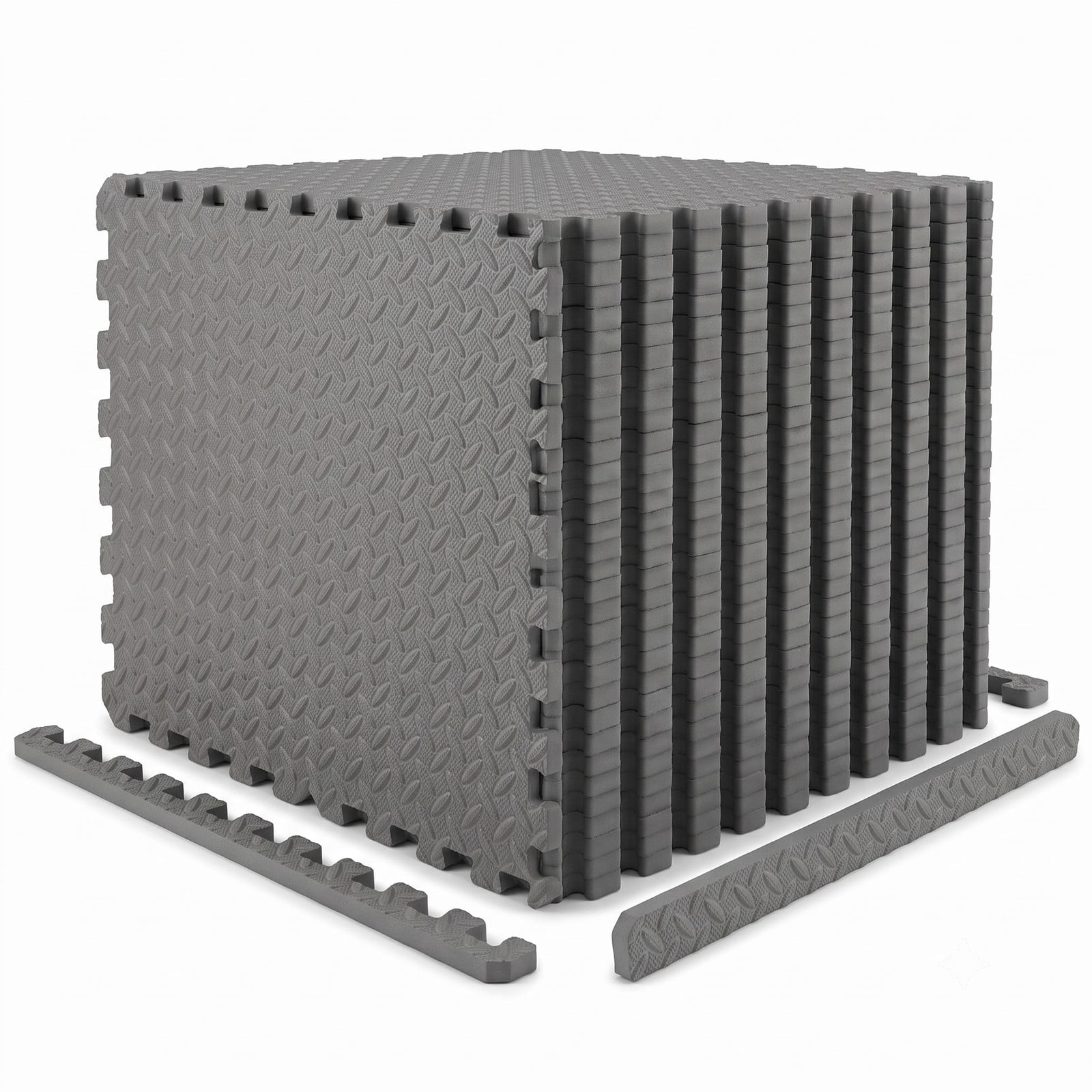 Airfind 24 Tiles Puzzle Exercise Floor Mat with Interlocking EVA Foam and Non-Slip Texture for Home Gym Equipment Protection, Gray