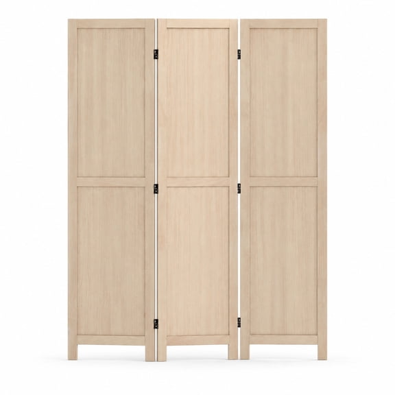 Airfind 3 Panel Folding Room Divider for Home Office Bedroom Restaurant, 53" x 67"Folded Footprint, Beige