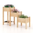 Airfind 3-Tier Wooden Raised Garden Bed with Open Storage Shelf, Fir ...