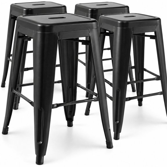 Airfind 30 Inch Bar Stools Set of 4 with Square Seat and Handling Hole, 330 lbs Capacity, 16.5" x 16.5" x 30" Footprint, Black