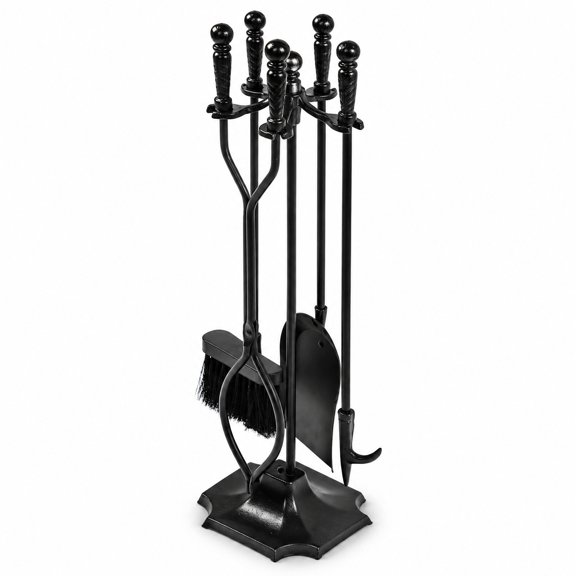 Airfind 31 Inch 5 Pieces Hearth Fireplace Fire Tools Set, Iron Frame, Bronze, Modern design matches with various decors