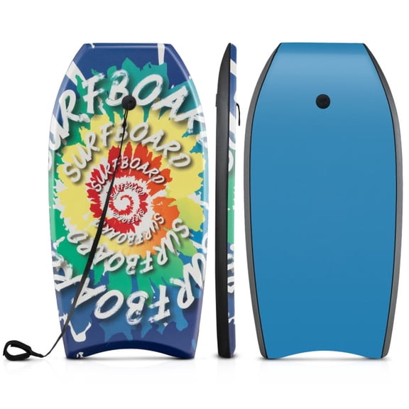 Airfind 33" Boogie Board with Beach Bloom Graphic Deck EPS Core, XPE Top, HDPE Slick Bottom, Crescent Tail, Coiled Wrist Leash