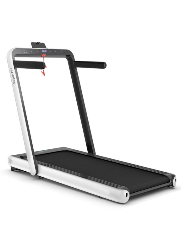 4.75 HP 2-in-1 Walk-to-Run Folding Treadmill with App Sync Running Walking Treadmill for Home Supports 265 lbs, White
