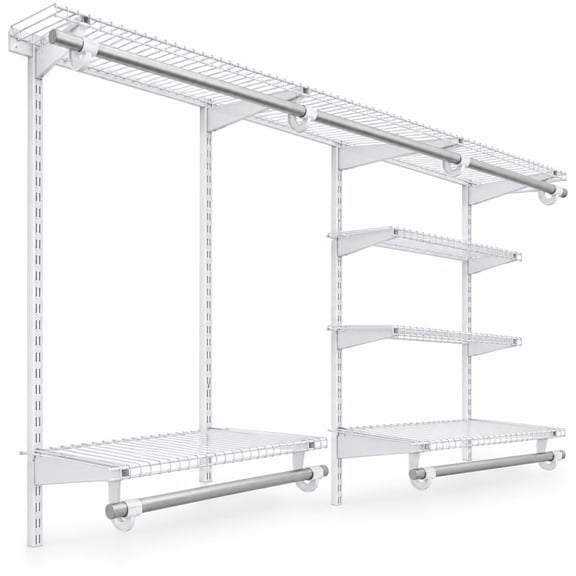 Airfind 4, 8 Feet Closet Organizers and Storage System with Hanging Rod for Laundry Bedroom, White, for Everyday Home Use, for Easy Setup