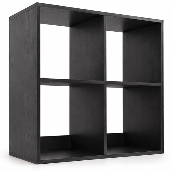 Airfind 4 Cube Bookshelf with Back Guardrail for Living Room Bedroom, 100 lbs Capacity, Engineered Wood Frame, 27.5" x 13" x 27.5" Footprint, Black