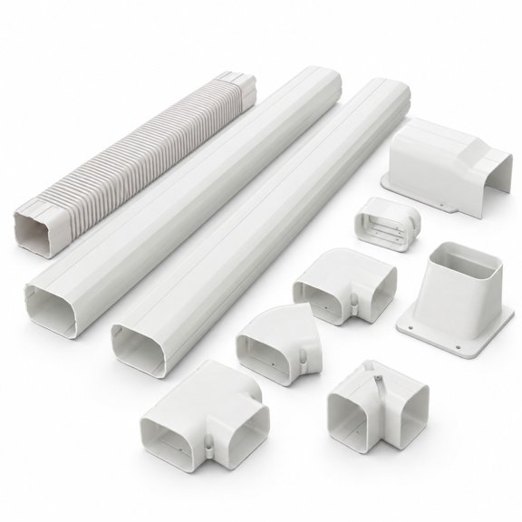 Airfind 4 Inches W Mini Decorative PVC Slim Line Cover Kit-4 inches, PVC Straight Duct Frame, 39.5" x 2.7" x 4" Flexible Duct Footprint, White
