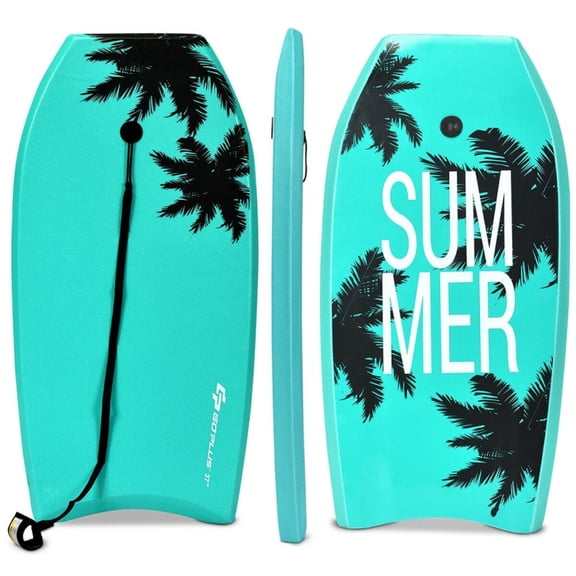 Airfind 41 Inch XPE Bodyboard for Adults — Soft Deck, EPS Core, HDPE Slick Bottom with Twin Channels, Crescent Tail, Coiled Leash Included (Green)