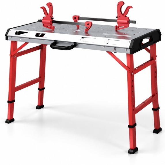 Airfind 42 Inches x 21 Inches Welding Table with Adjustable Height and ...