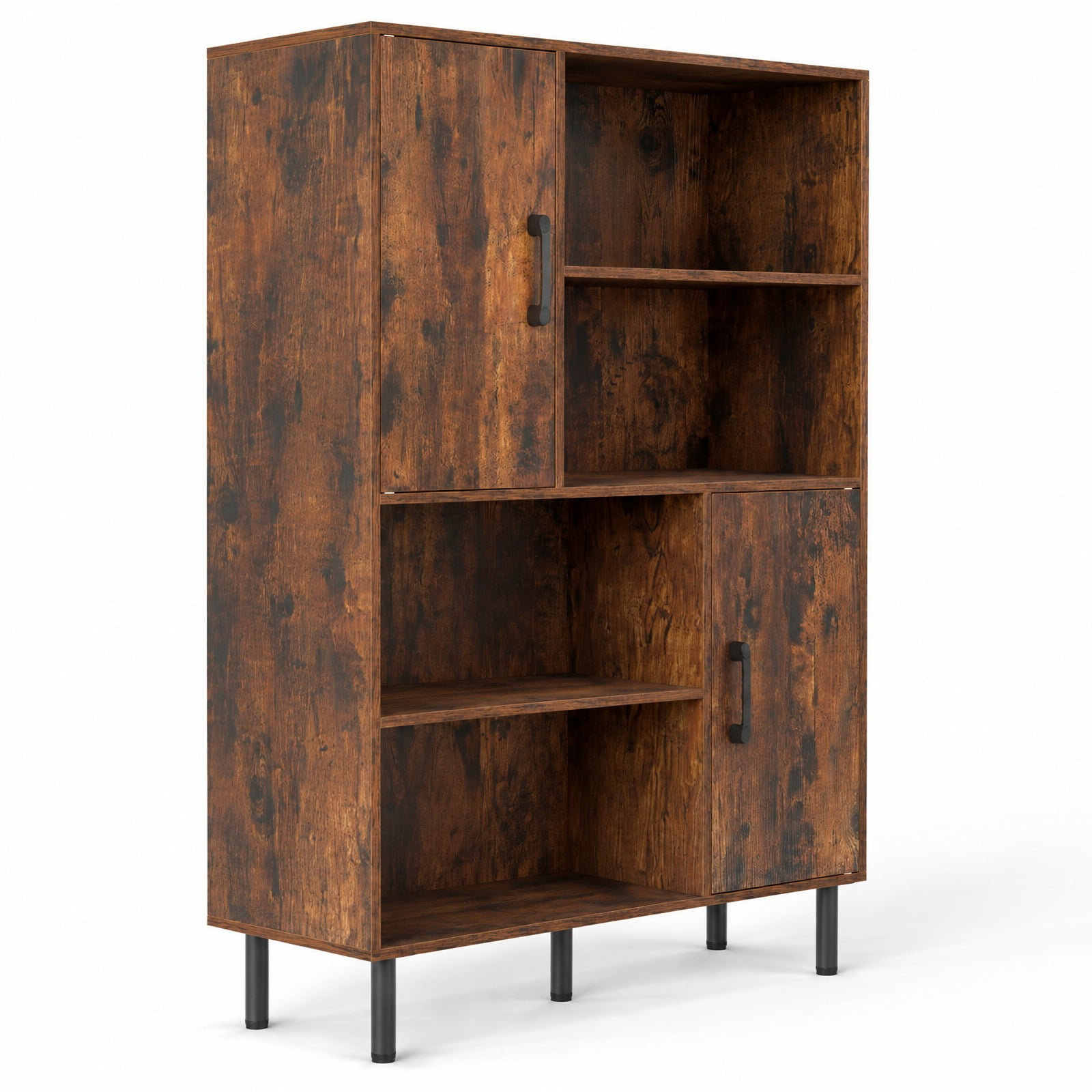 Airfind 47 Inch Storage Cabinet Freestanding Bookcase with 2 Doors and ...