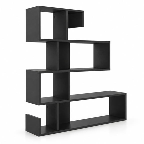 Airfind 5-Tier S-Shaped Bookshelf Geometric Z-Shelf Bookcase with Open Cubes, 44 lbs Capacity, Engineered Wood Frame, 31.5" x 8.5" x 39.5" Footprint