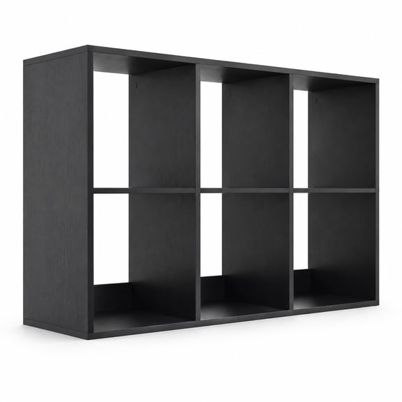 Airfind 6 Cube Bookshelf with Back Guardrail for Living Room Bedroom, 154 lbs Capacity, Engineered Wood Frame, 41" x 13" x 27.5" Footprint, Black