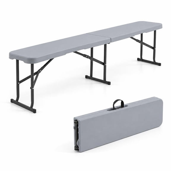 Airfind 6 Feet Plastic Folding Bench Picnic Camping Dining Seat with Carrying Handle, 660 lbs Capacity, Metal HDPE Frame, 72" x 11" x 17" Footprint