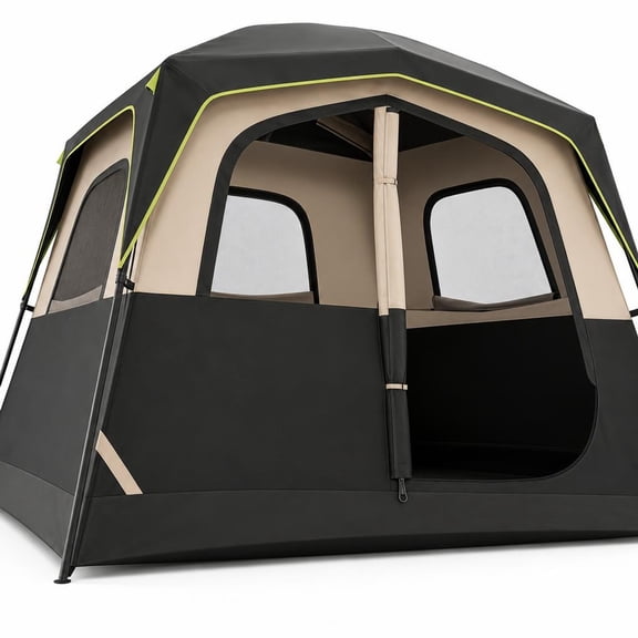 Airfind 6-Person Camping Tent Easy Setup Family Cabin Tent with Top Rainfly Mesh Windows, Fabric Fiberglass Metal Frame, 10 x 9 x 7 ft Footprint